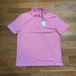 Kenneth Cole Golf Geometric Print Polo Shirt Men's Pink M Performance NWT
